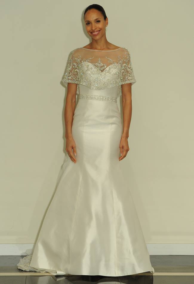 fit and flare gown accented with crystals beaded belt front view